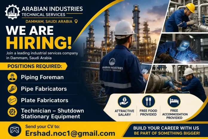 Arabian Industries Technical Services job opportunities in Dammam Saudi Arabia