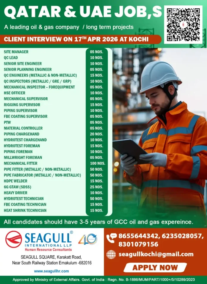 Oil and gas job opportunities in Qatar and UAE