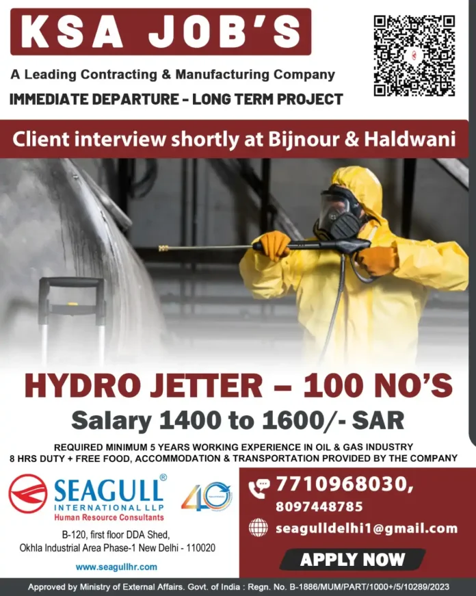 Hydro Jetter Operator at Oil & Gas Facility in Saudi Arabia