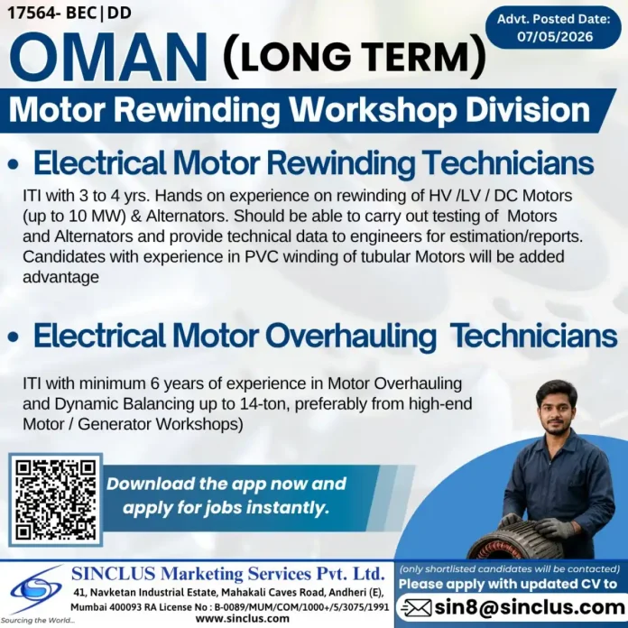 Electrical Motor Rewinding Technician in Oman