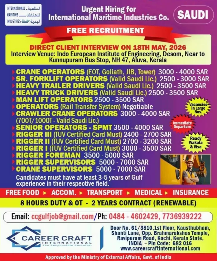 International Maritime Industries job openings Saudi Arabia