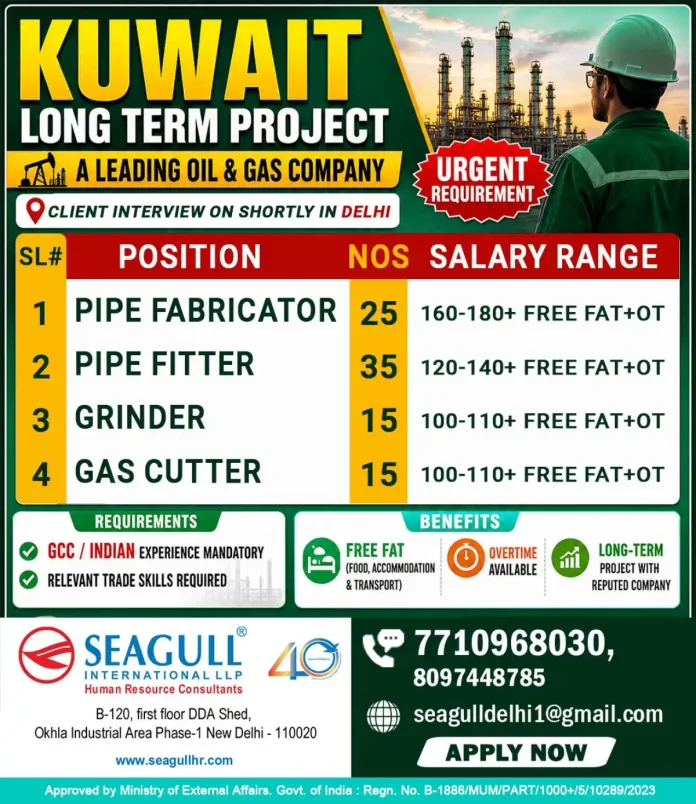 Kuwait Oil and Gas jobs - Pipe Fabricator, Pipe Fitter, Grinder, Gas Cutter