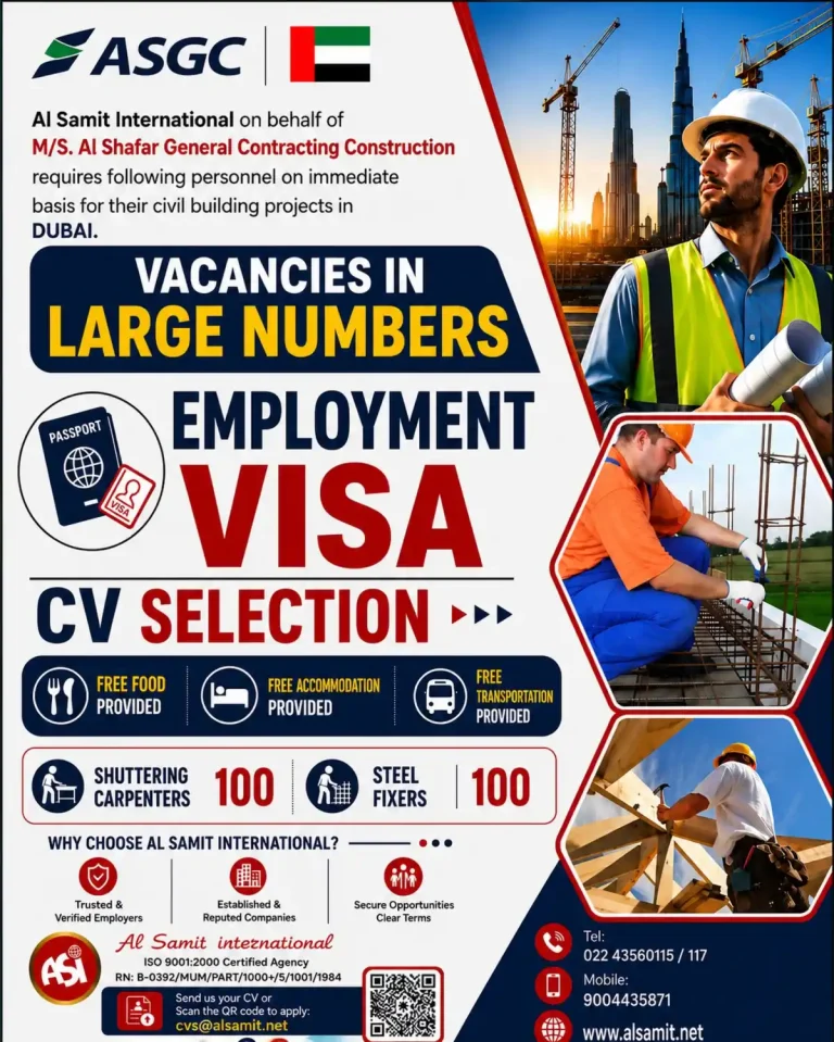 Urgent Hiring: Shuttering Carpenters & Steel Fixers for Dubai Projects