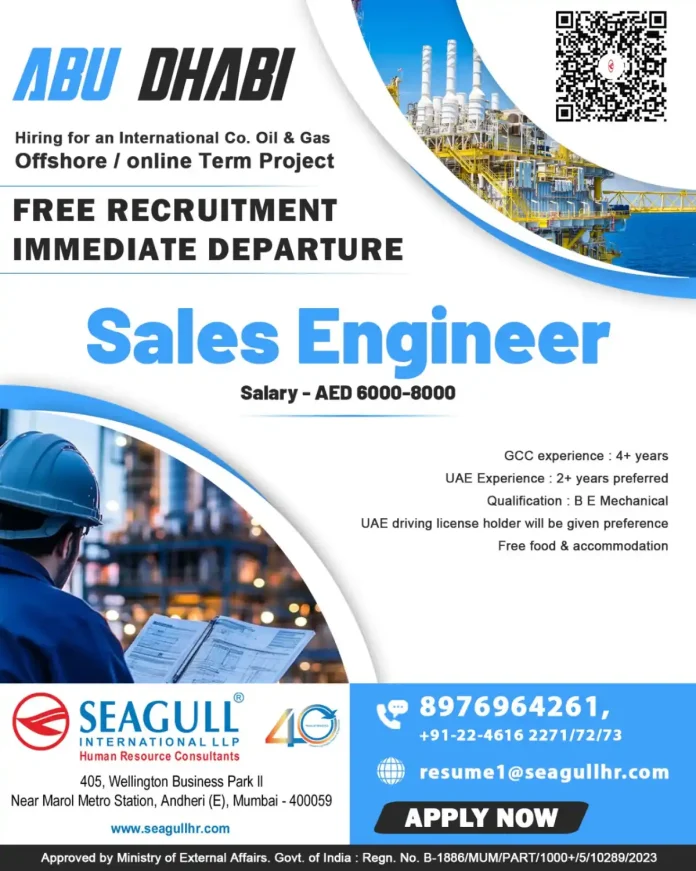 Sales Engineer Oil and Gas Job Abu Dhabi Seagull Recruitment