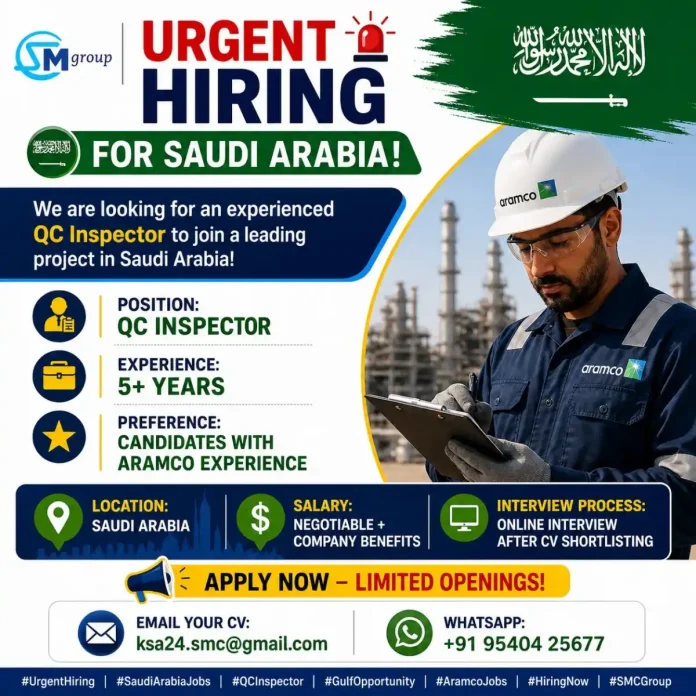 QC Inspector job in Saudi Arabia