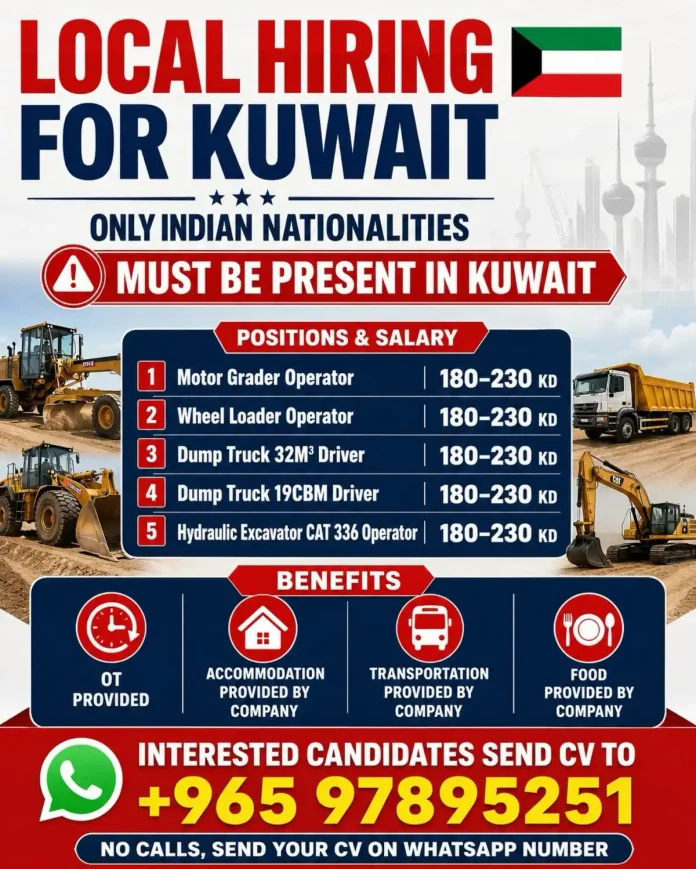 Heavy equipment operators in Kuwait construction site