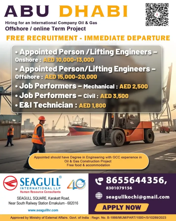 Appointed Person Lifting Engineer job posting Abu Dhabi