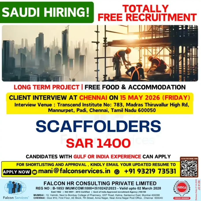 Scaffolder job recruitment poster for Saudi Arabia