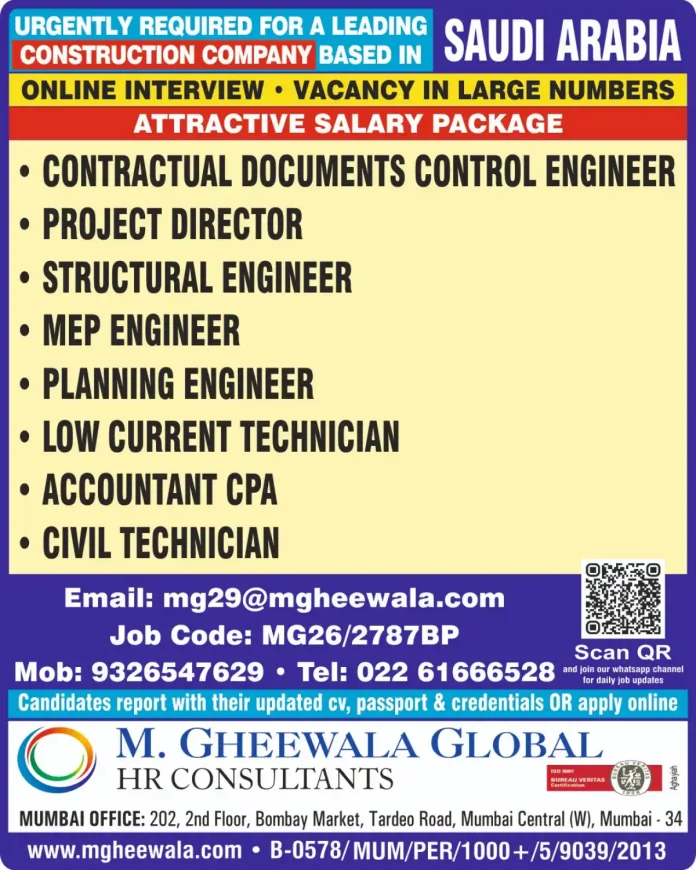 Construction jobs in Saudi Arabia