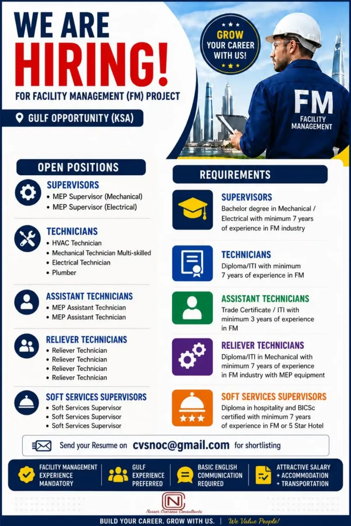 Facility Management Career Opportunities in Saudi Arabia