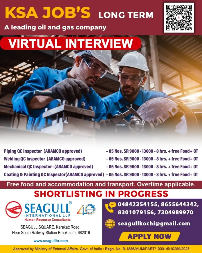 ARAMCO Approved QC Inspector Vacancies
