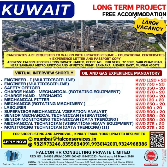 Falcon HR Consulting - Kuwait Oil and Gas Job Vacancy Advertisement