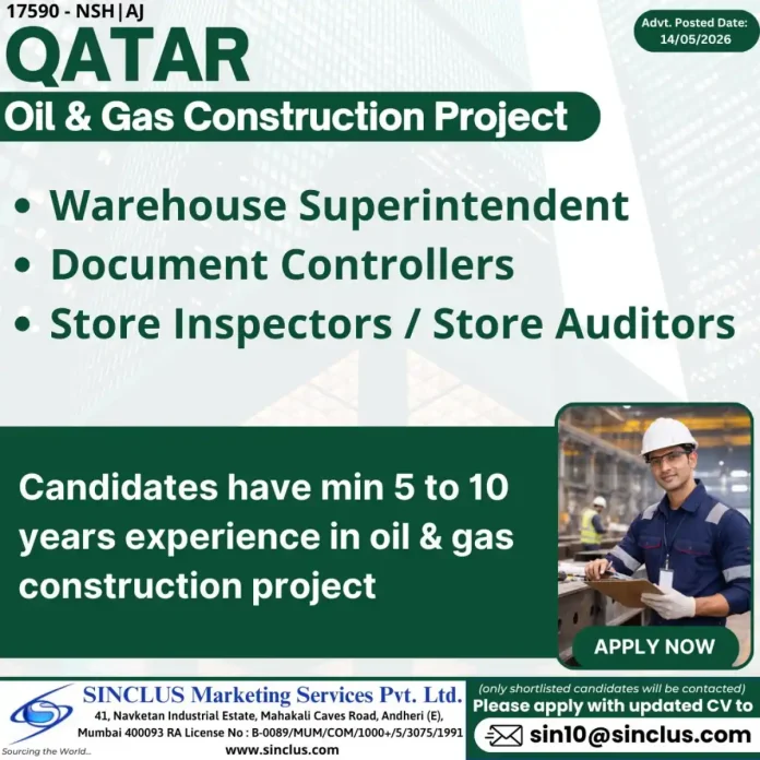 SINCLUS job recruitment for oil and gas construction project in Qatar