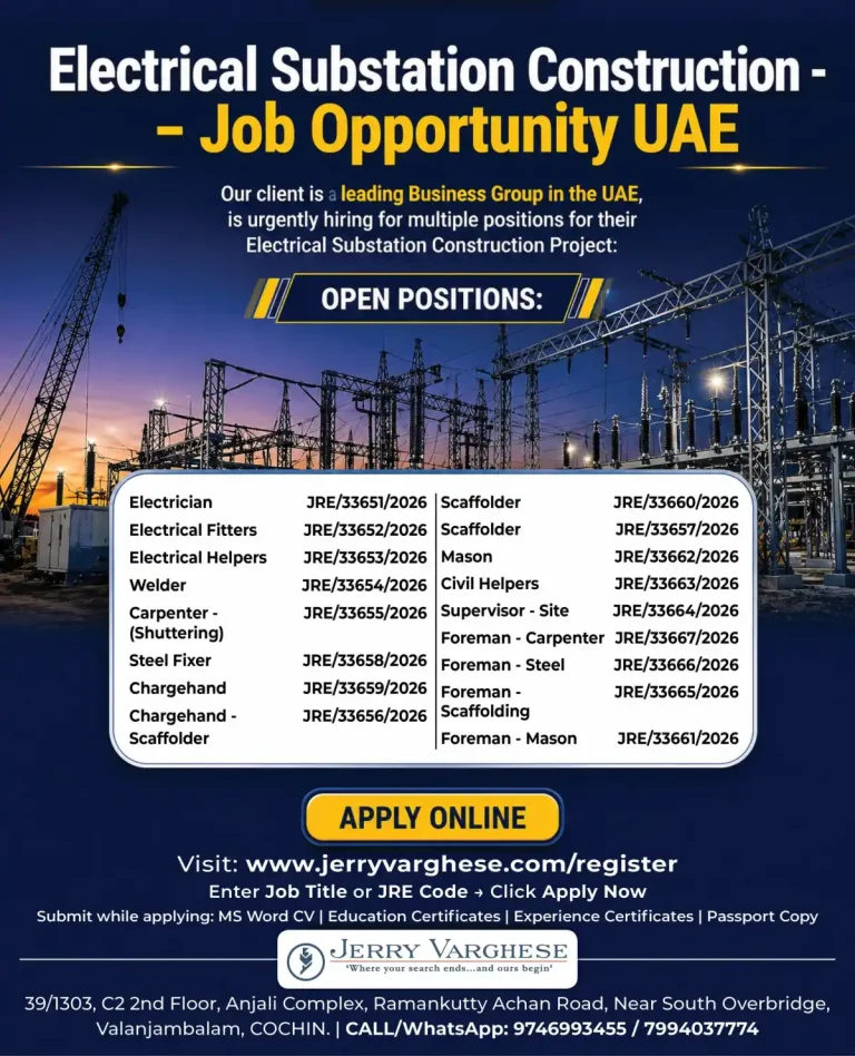 Electrical Substation Construction – Job Opportunity UAE