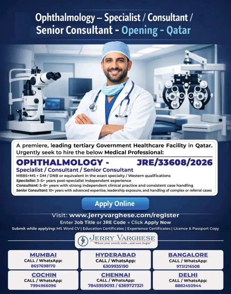 Ophthalmology – Specialist / Consultant / Senior Consultant – Qatar
