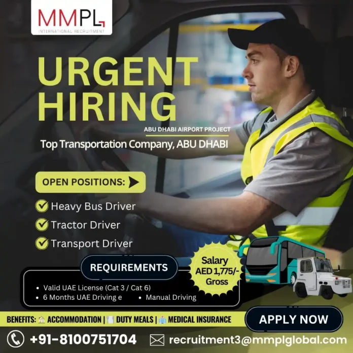 Abu Dhabi Airport Project Driver Hiring Banner