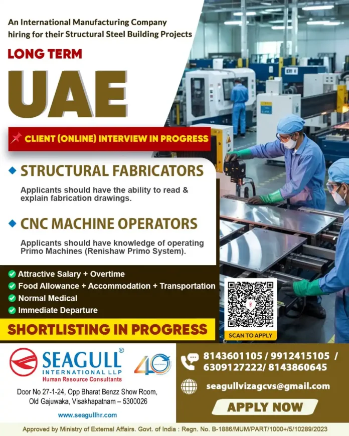 Structural Fabricator CNC Operator UAE job online interview
