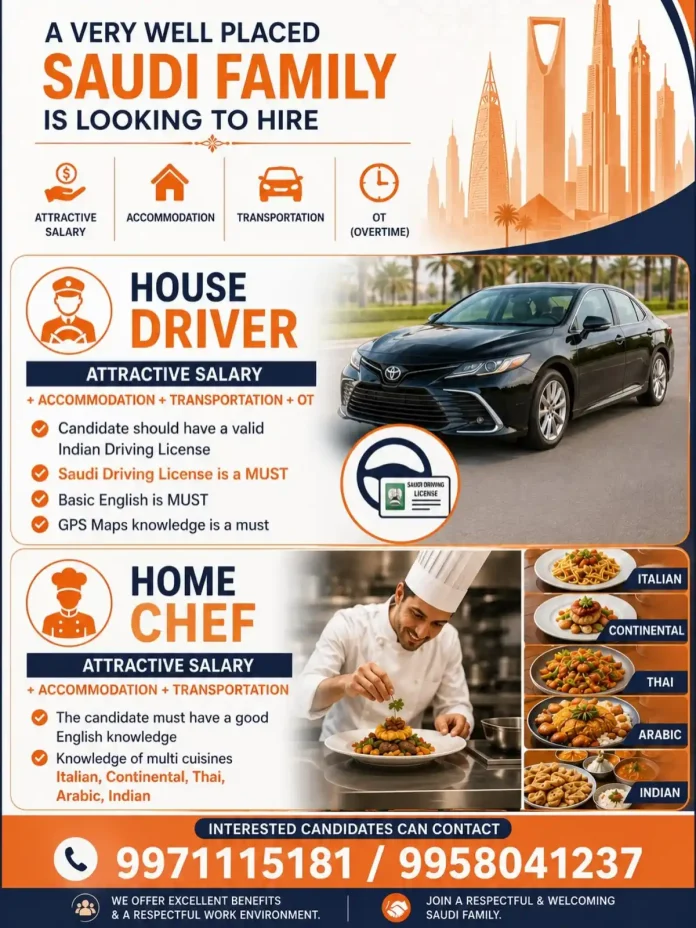 Saudi family hiring driver and chef