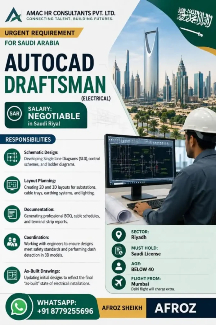 AutoCAD Draftsman designing electrical schematics on computer