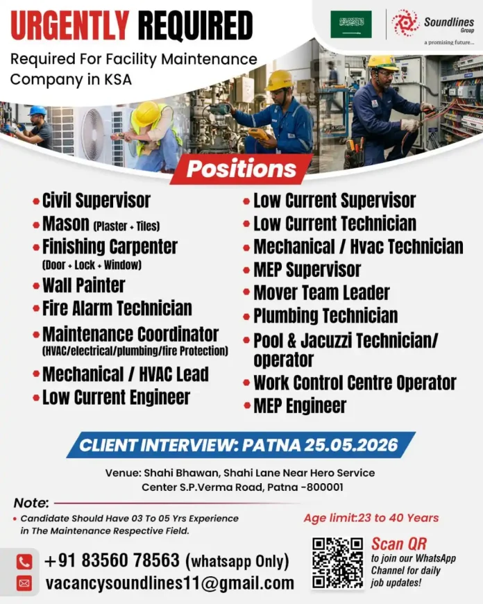 Soundlines Group facility maintenance jobs recruitment