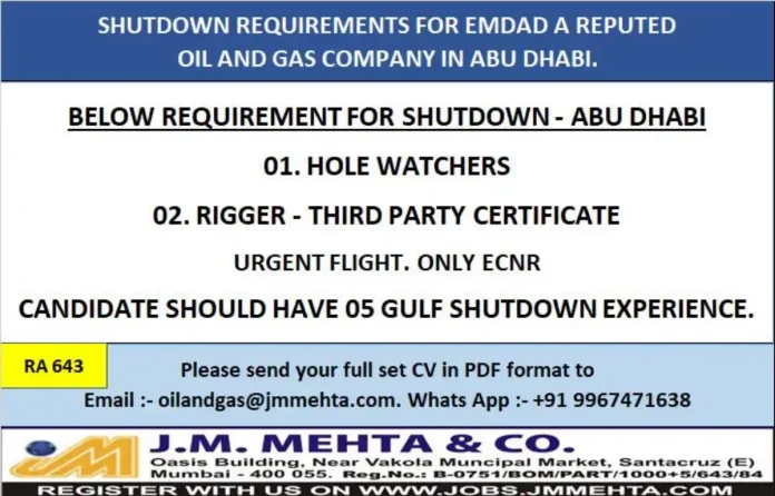 EMDAD Shutdown Jobs Abu Dhabi