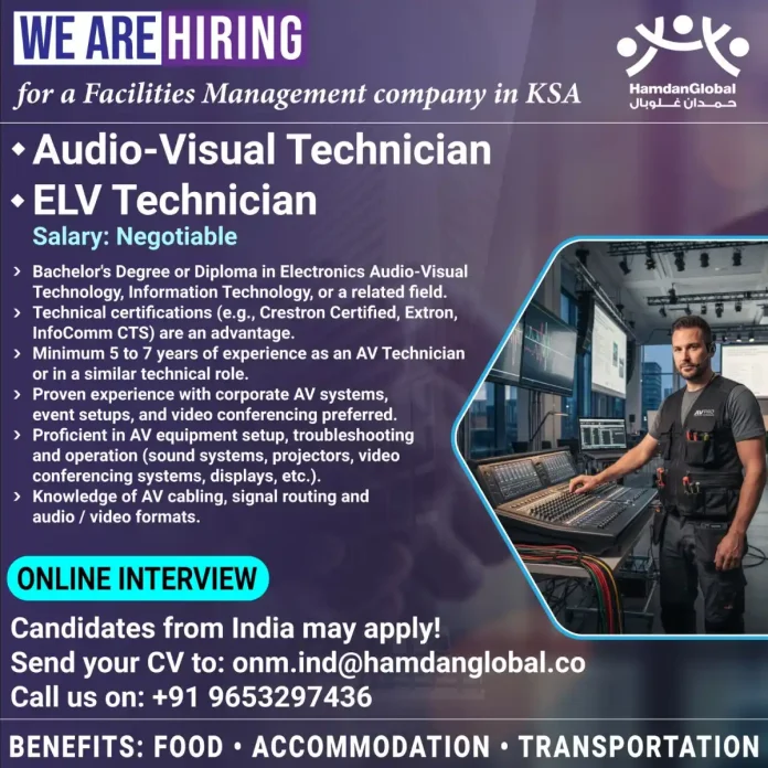 Audio-Visual Technician job posting for Saudi Arabia
