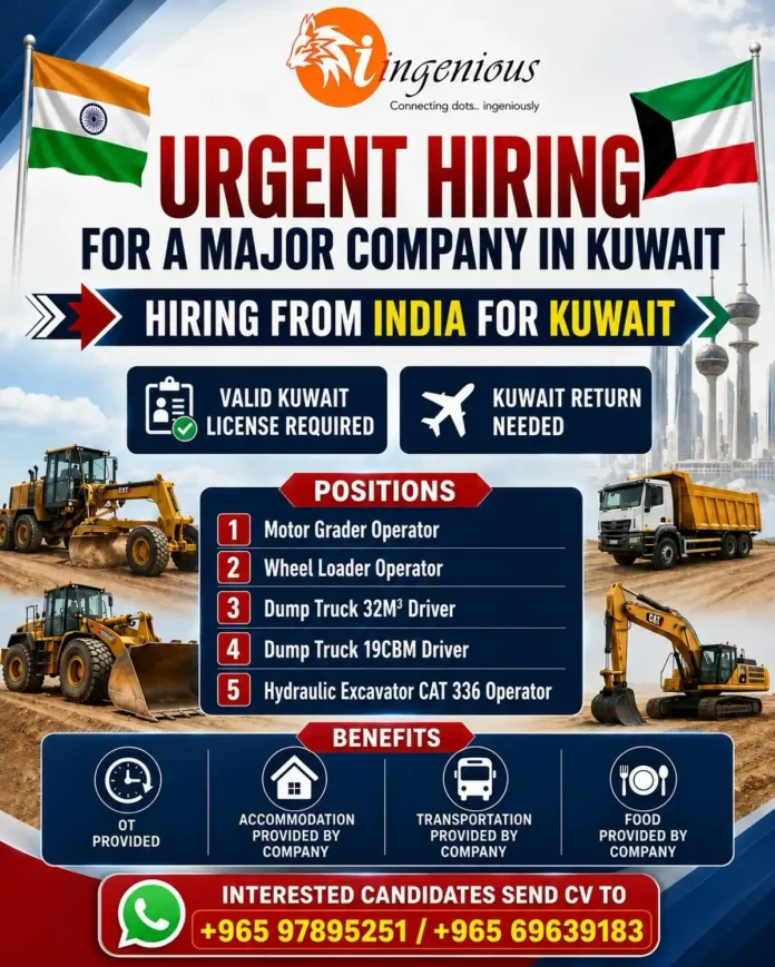Heavy equipment operators needed for Kuwait jobs