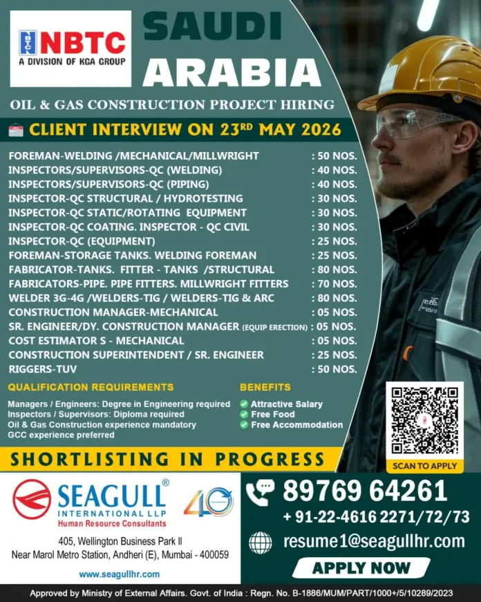 NBTC Oil & Gas Construction Jobs Saudi Arabia