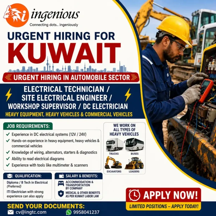 Electrical technician working on a heavy vehicle engine