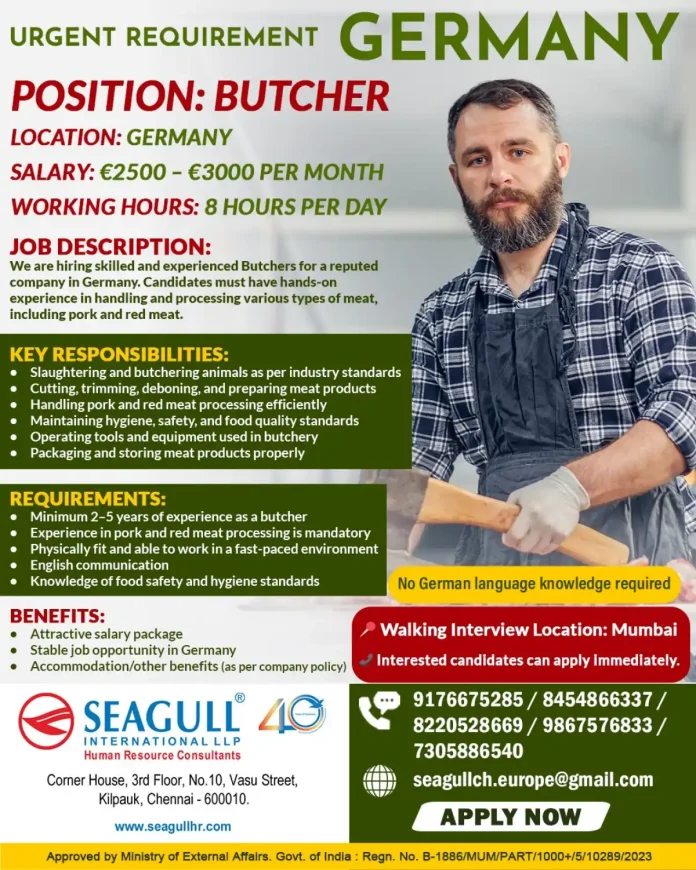 Butcher preparing meat in a professional kitchen