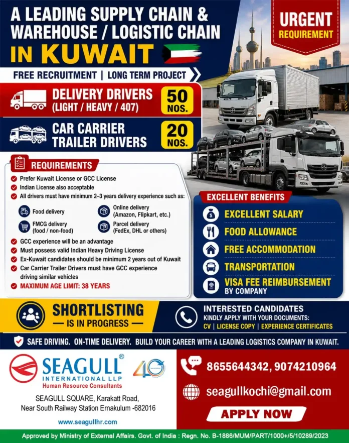 Delivery drivers in Kuwait logistics company