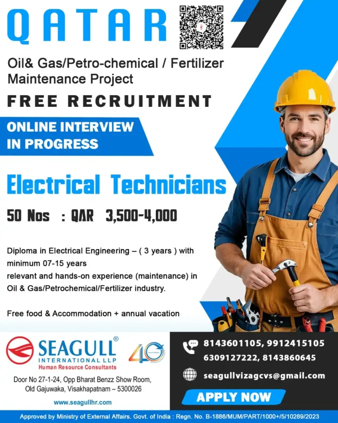 Electrical Technicians Qatar Oil Gas Maintenance