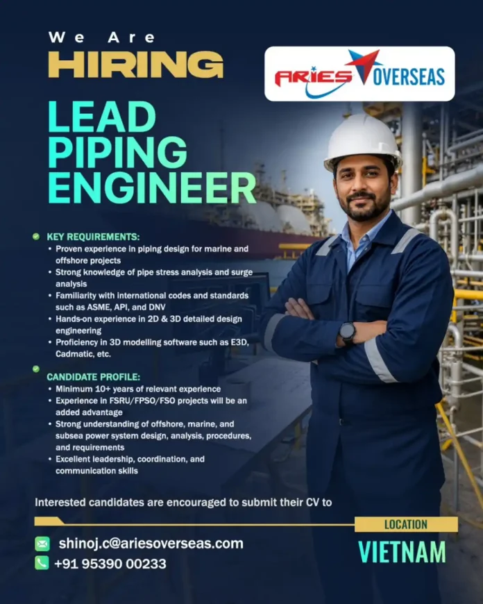 Lead Piping Engineer working on offshore piping design