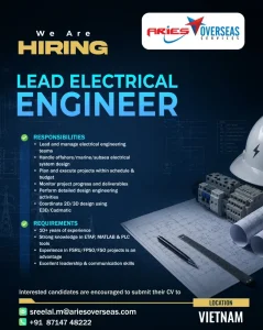 Lead Electrical Engineer job opening in Vietnam by Aries Overseas Services