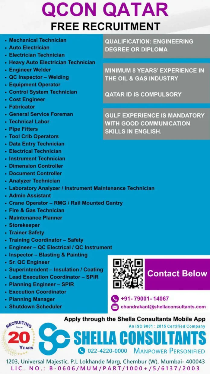 Mechanical Technician job Qatar oil and gas