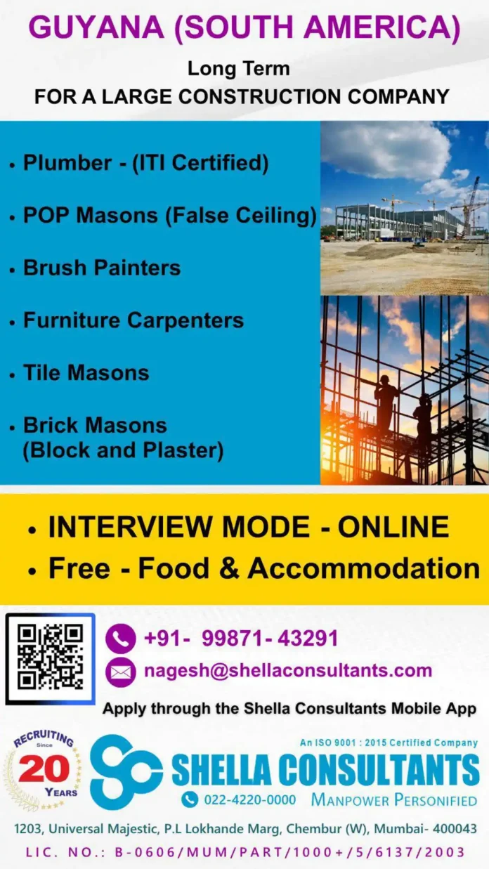 Construction workers in Guyana project