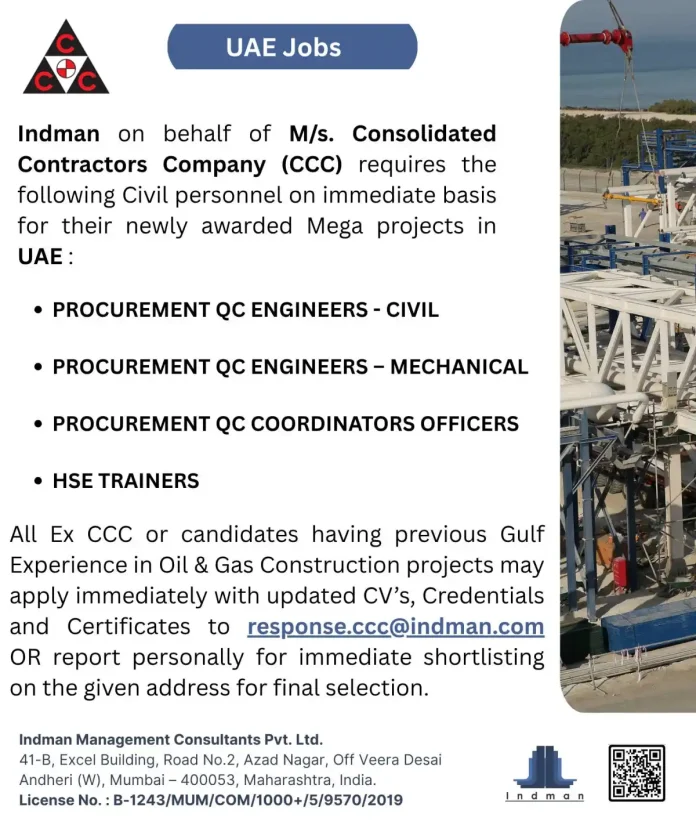CCC UAE recruitment walk-in interview