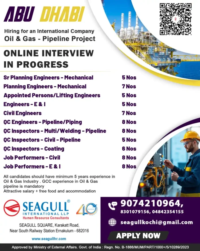 Oil and gas pipeline project recruitment in Abu Dhabi