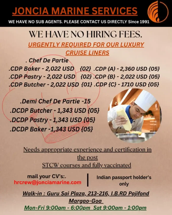Chef working on a luxury cruise liner