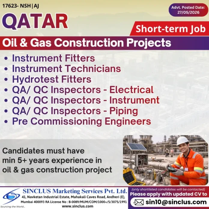 Oil & Gas Construction Jobs in Qatar Hiring Banner