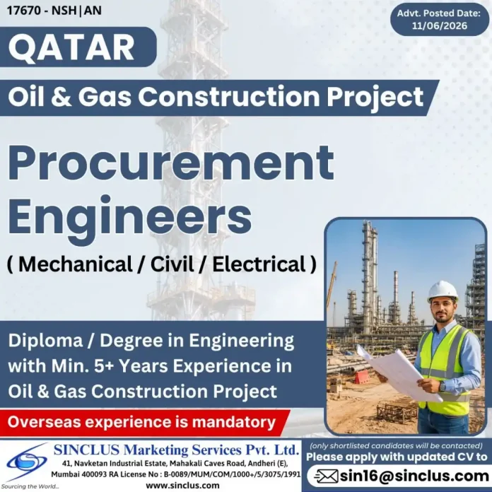 Procurement Engineers Qatar Oil and Gas job opportunity