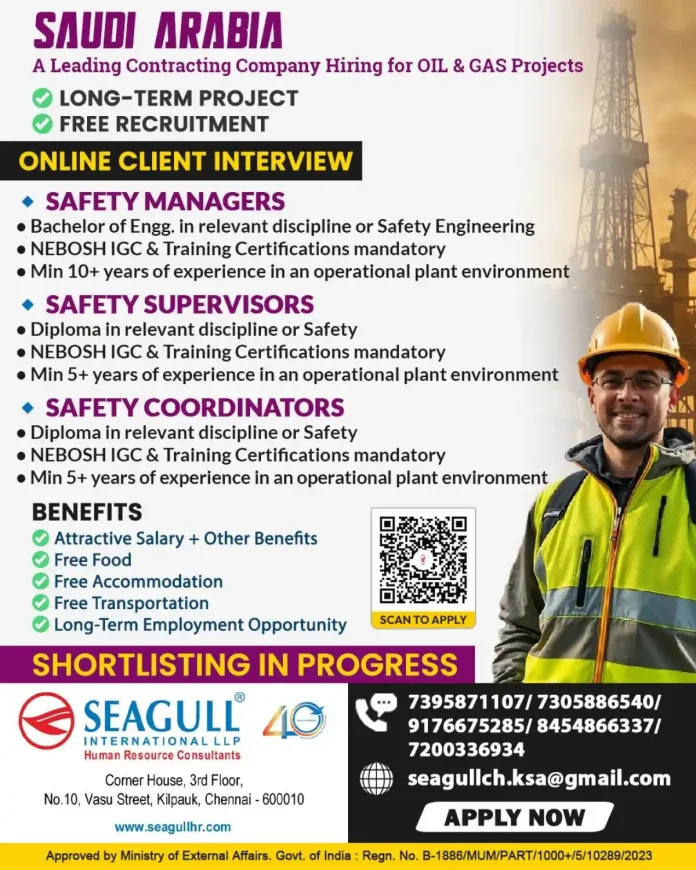 Saudi Arabia Oil & Gas Safety Job Hiring