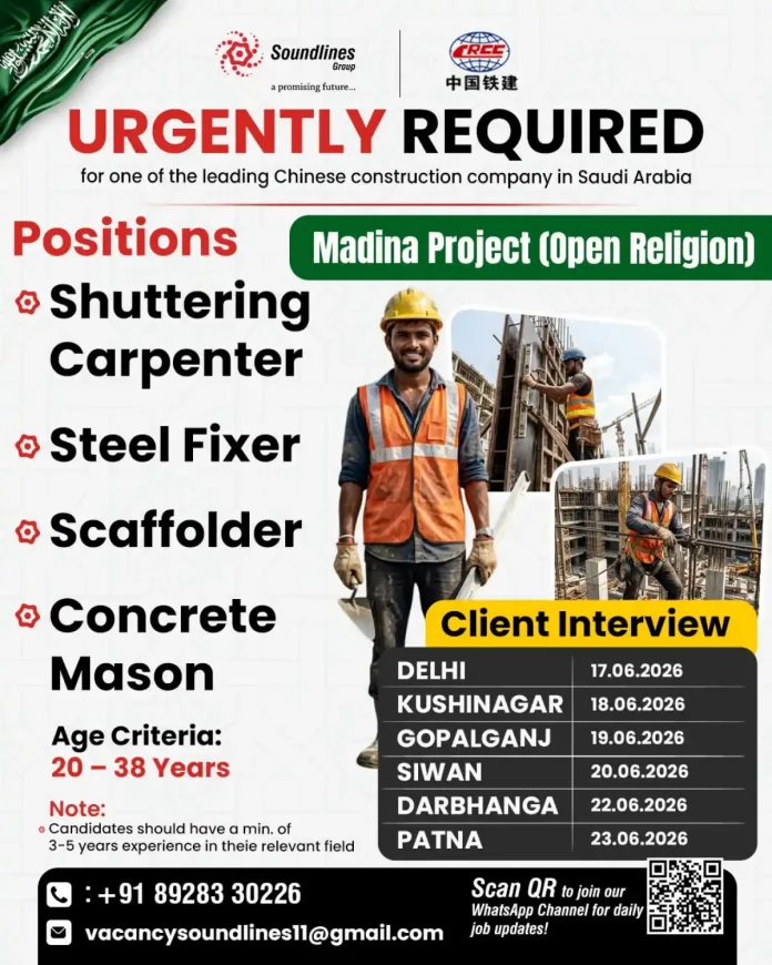 Construction workers at a Saudi Arabia project site