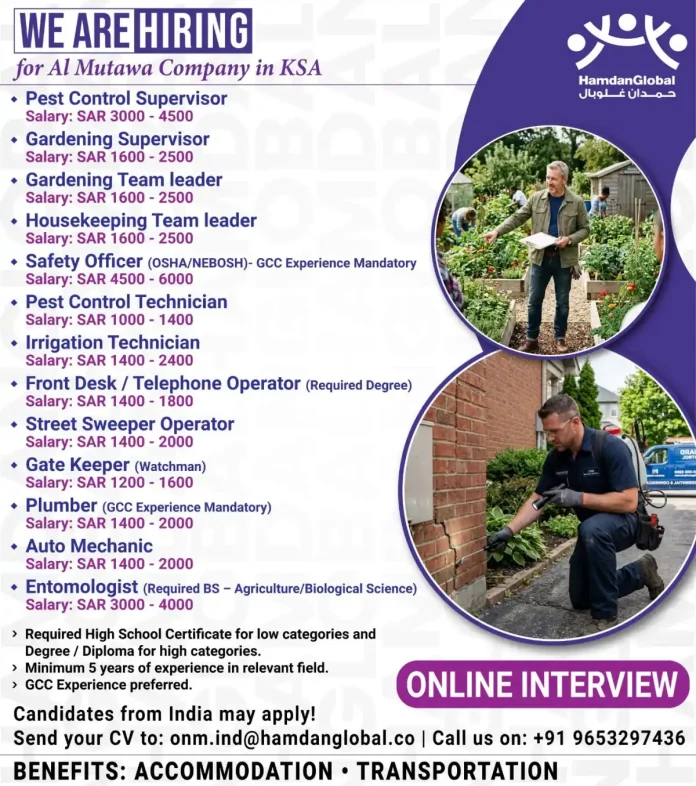 Al Mutawa Company job opportunities in Saudi Arabia