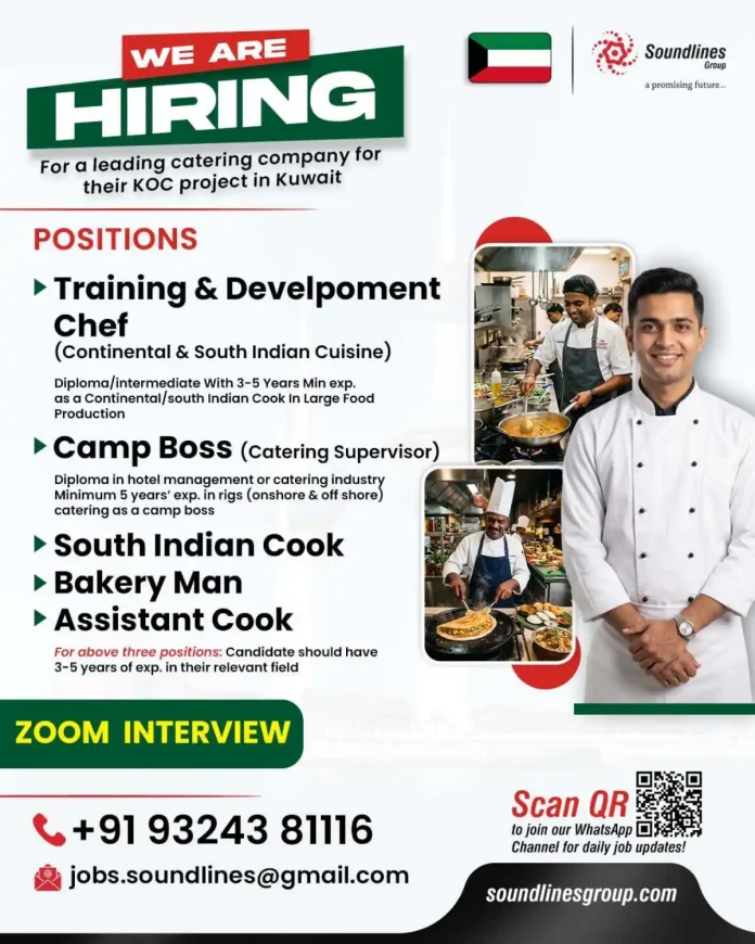 Soundlines Group hiring for catering jobs in Kuwait - KOC project
