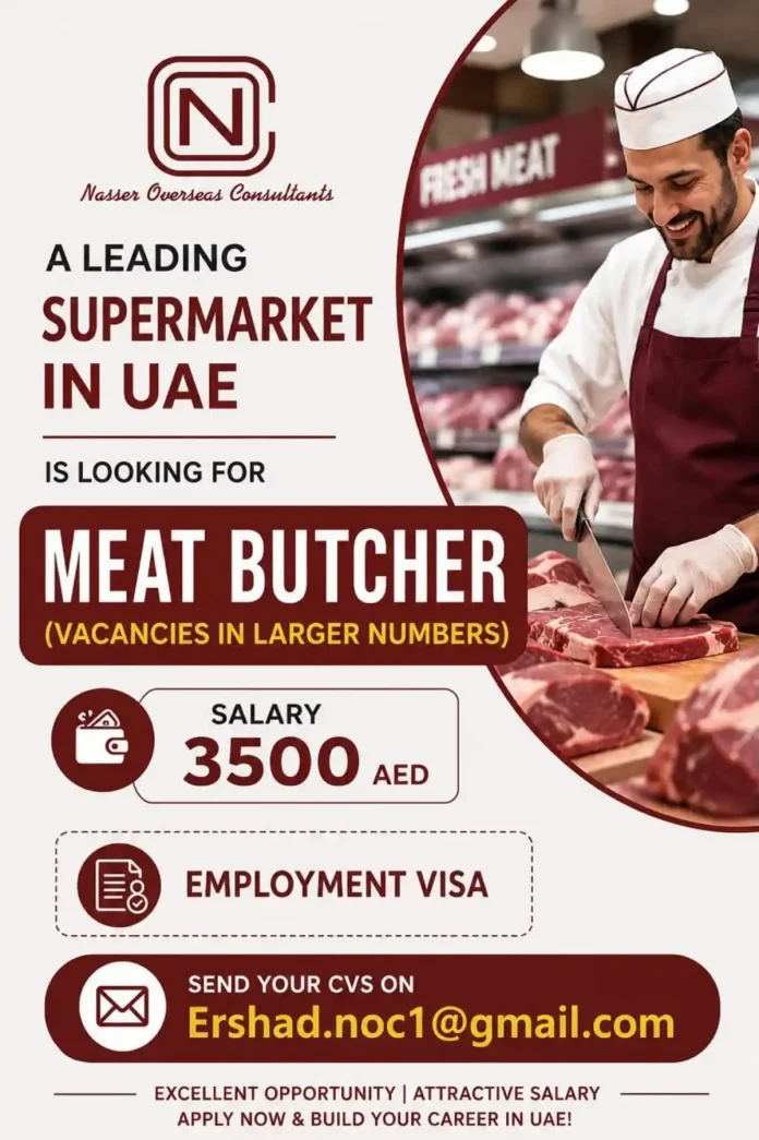 Fresh Meat Butcher job in UAE with Nasser Overseas Consultants