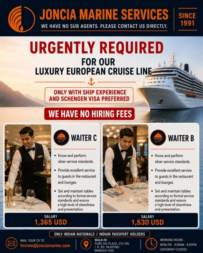 Luxury European cruise ship dining room with silver service setup
