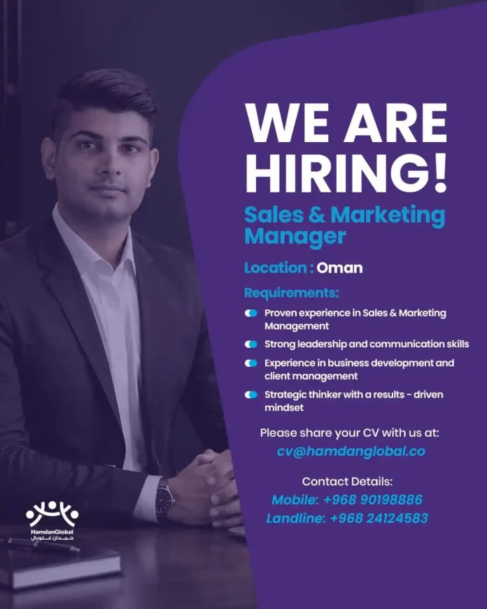 HamdanGlobal Sales and Marketing Manager Job
