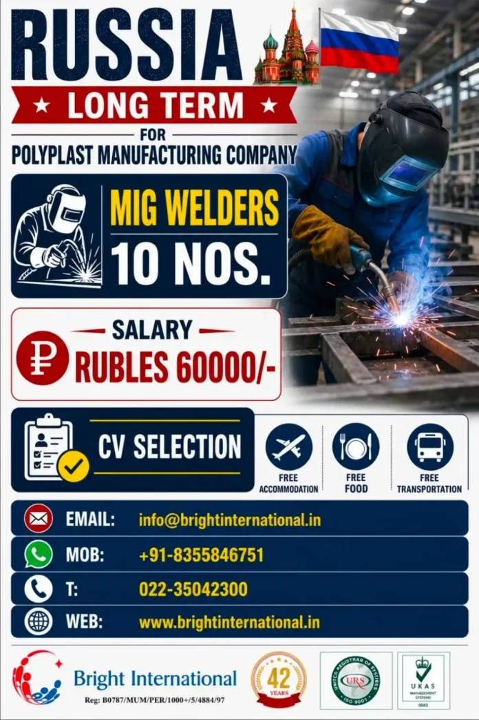 MIG Welder job in Russia Polyplast Manufacturing