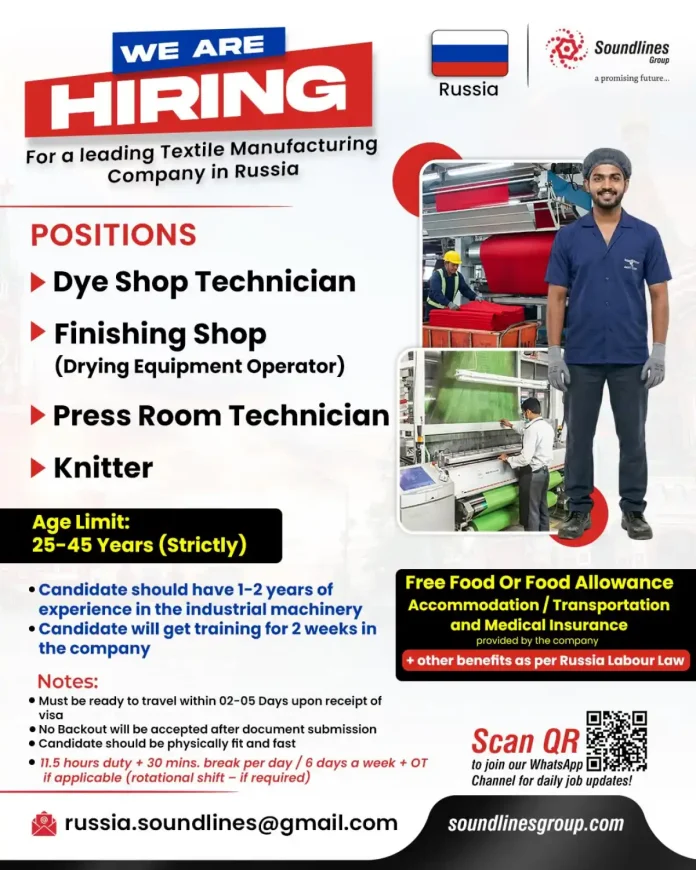 Textile manufacturing jobs Russia Soundlines Group